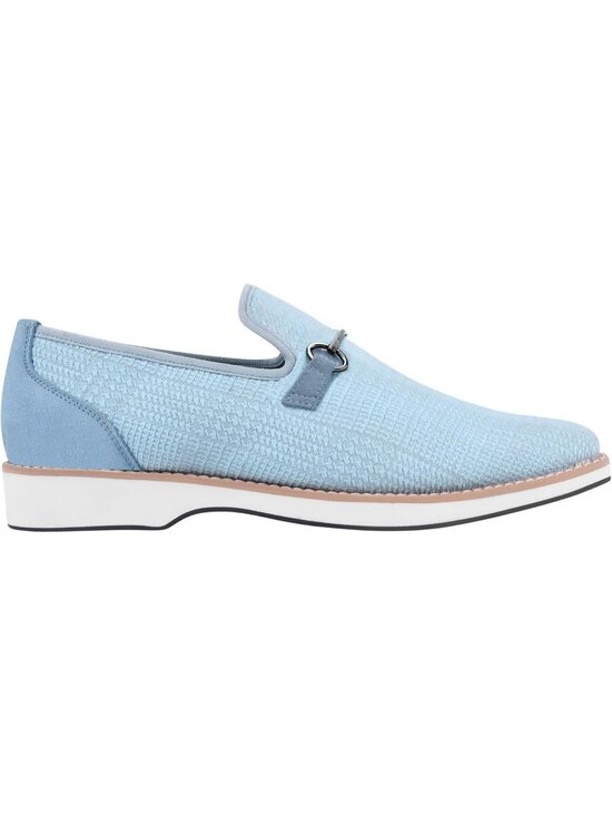 LIBERTYZENO Men\'s Blue Canvas Textile Suede Leather Loafer Tuxedo Slip On Shoes main image 7